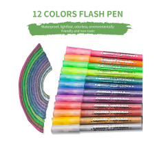 STA 1152 Glitter Marker Pens 12 Color for DIY Photo Album Artist Drawing